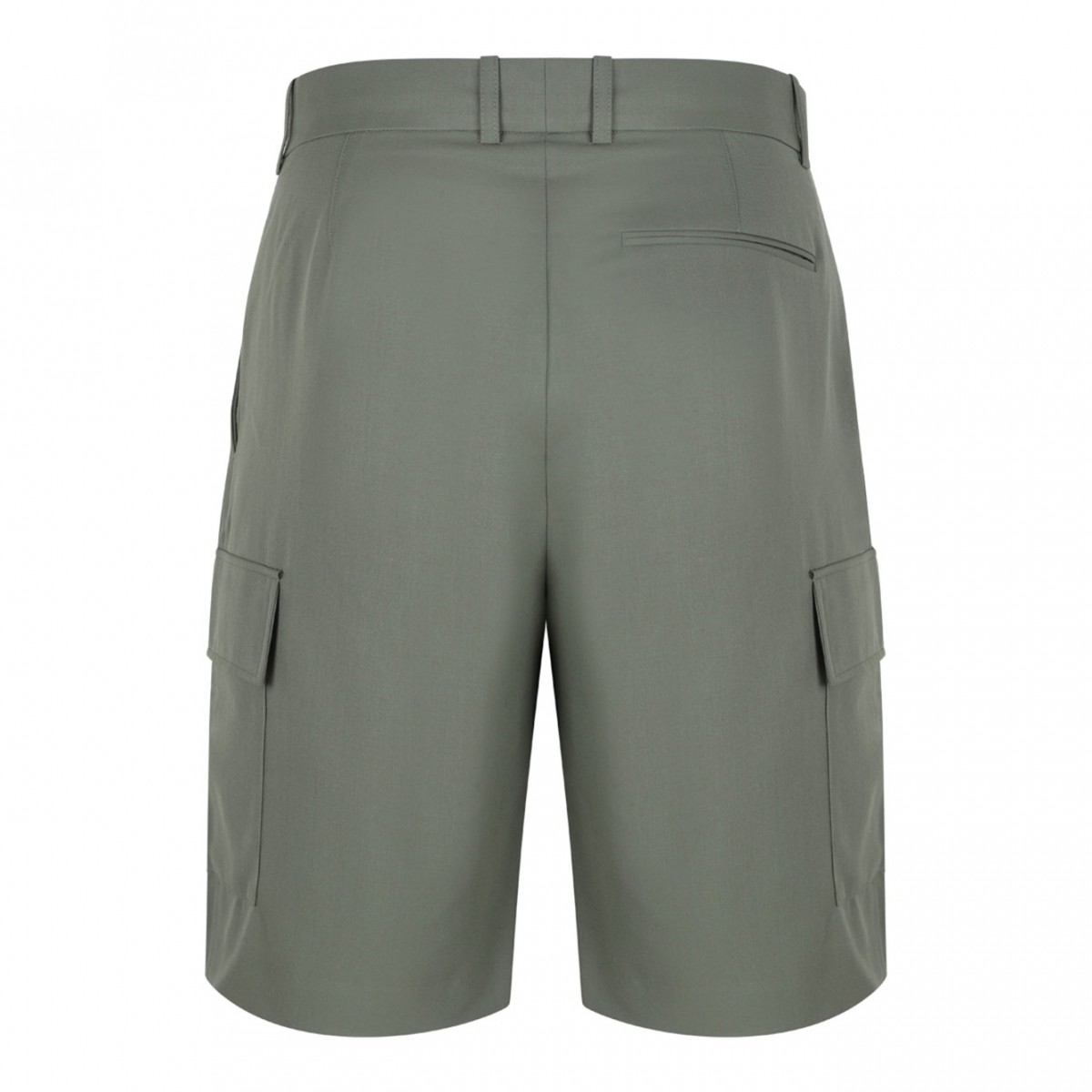 Khaki Pleat-Detail Cargo Shorts