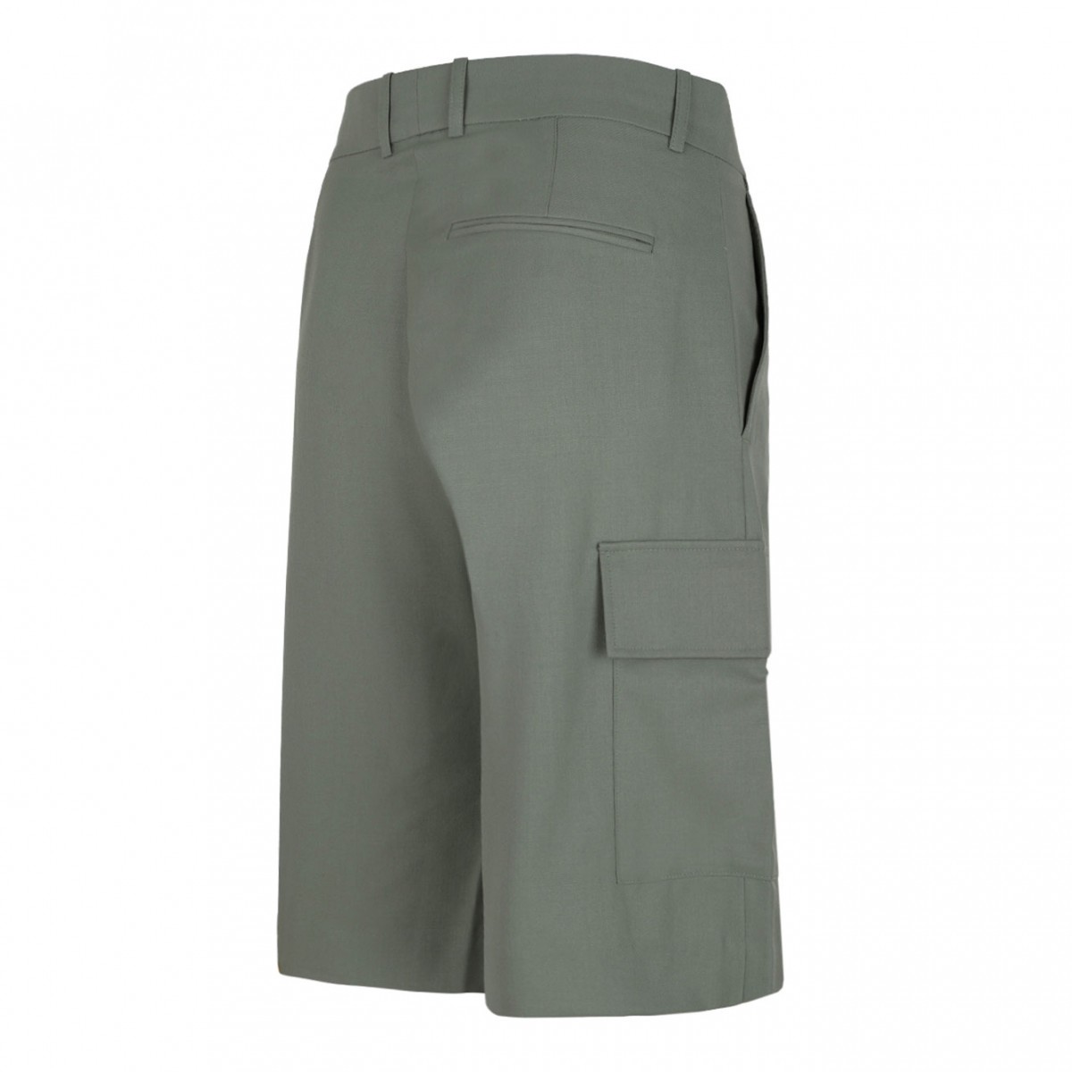 Khaki Pleat-Detail Cargo Shorts