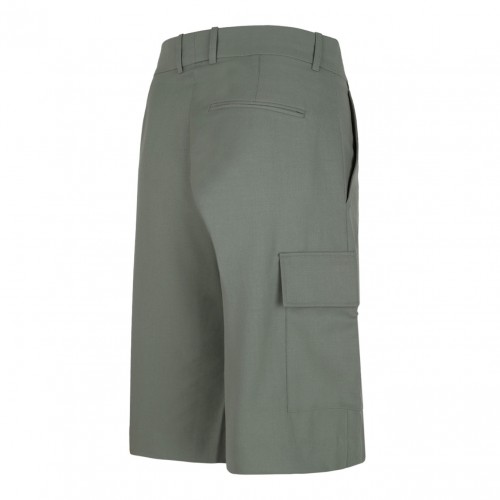 Khaki Pleat-Detail Cargo Shorts