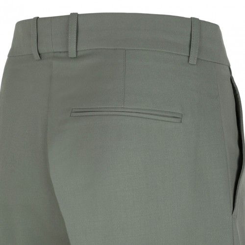 Khaki Pleat-Detail Cargo Shorts