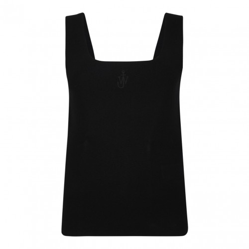 Black Anchor-Embroidered Tank Top