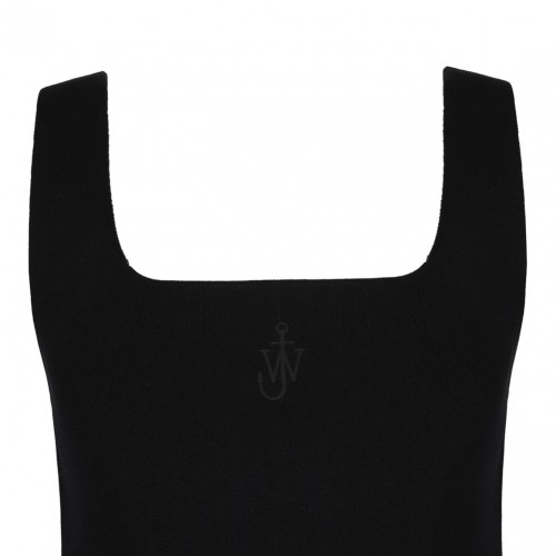 Black Anchor-Embroidered Tank Top