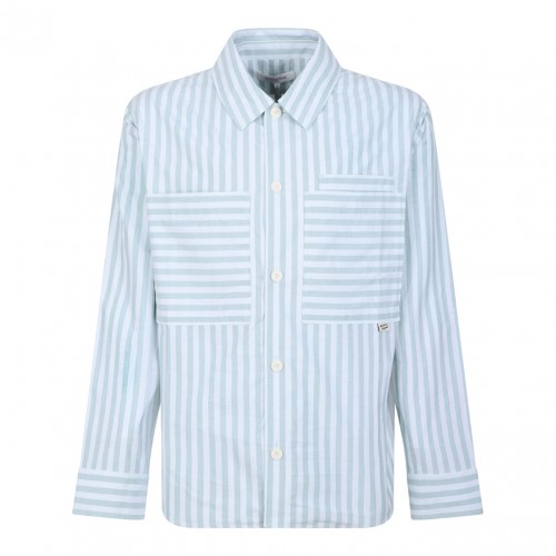 Ice Blue and Mint Green Striped Shirt