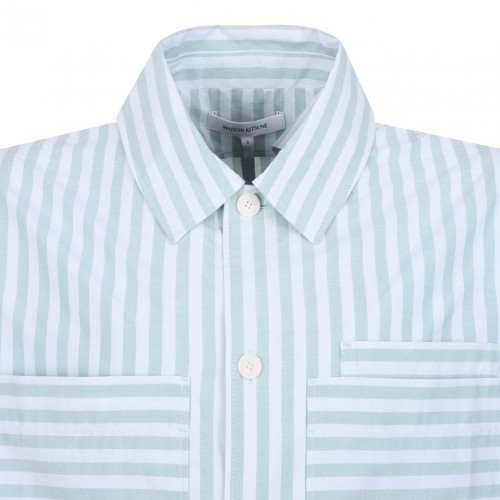 Ice Blue and Mint Green Striped Shirt