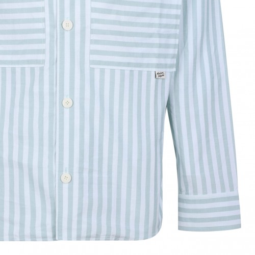 Ice Blue and Mint Green Striped Shirt