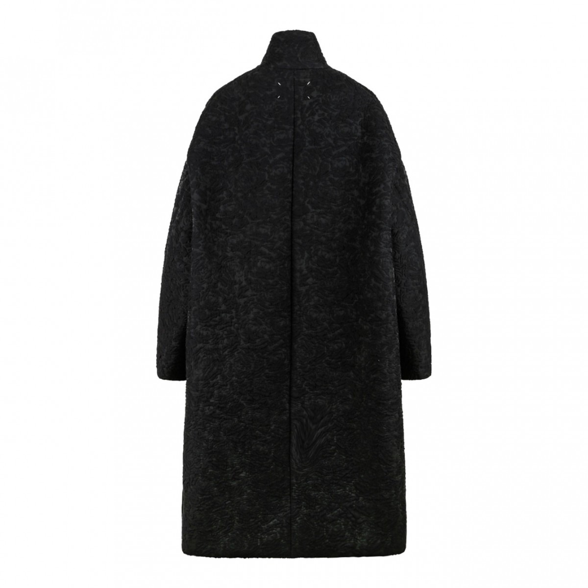 Black Flower-Jacquard Cloque Coat