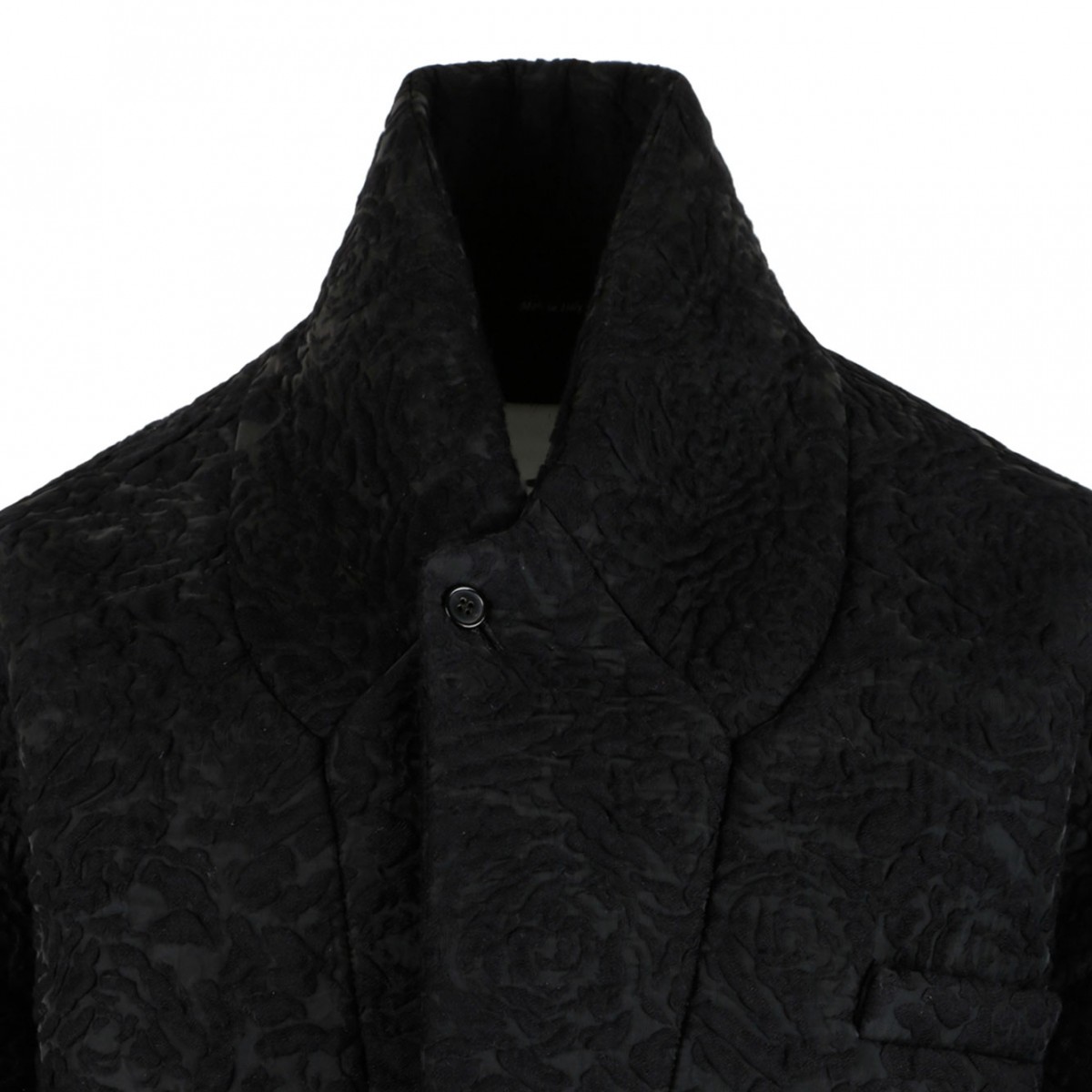 Black Flower-Jacquard Cloque Coat