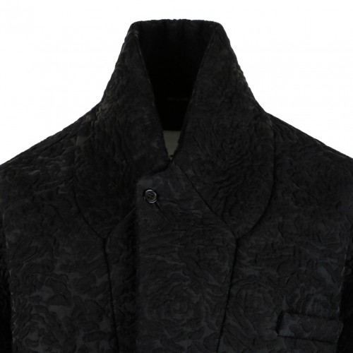 Black Flower-Jacquard Cloque Coat