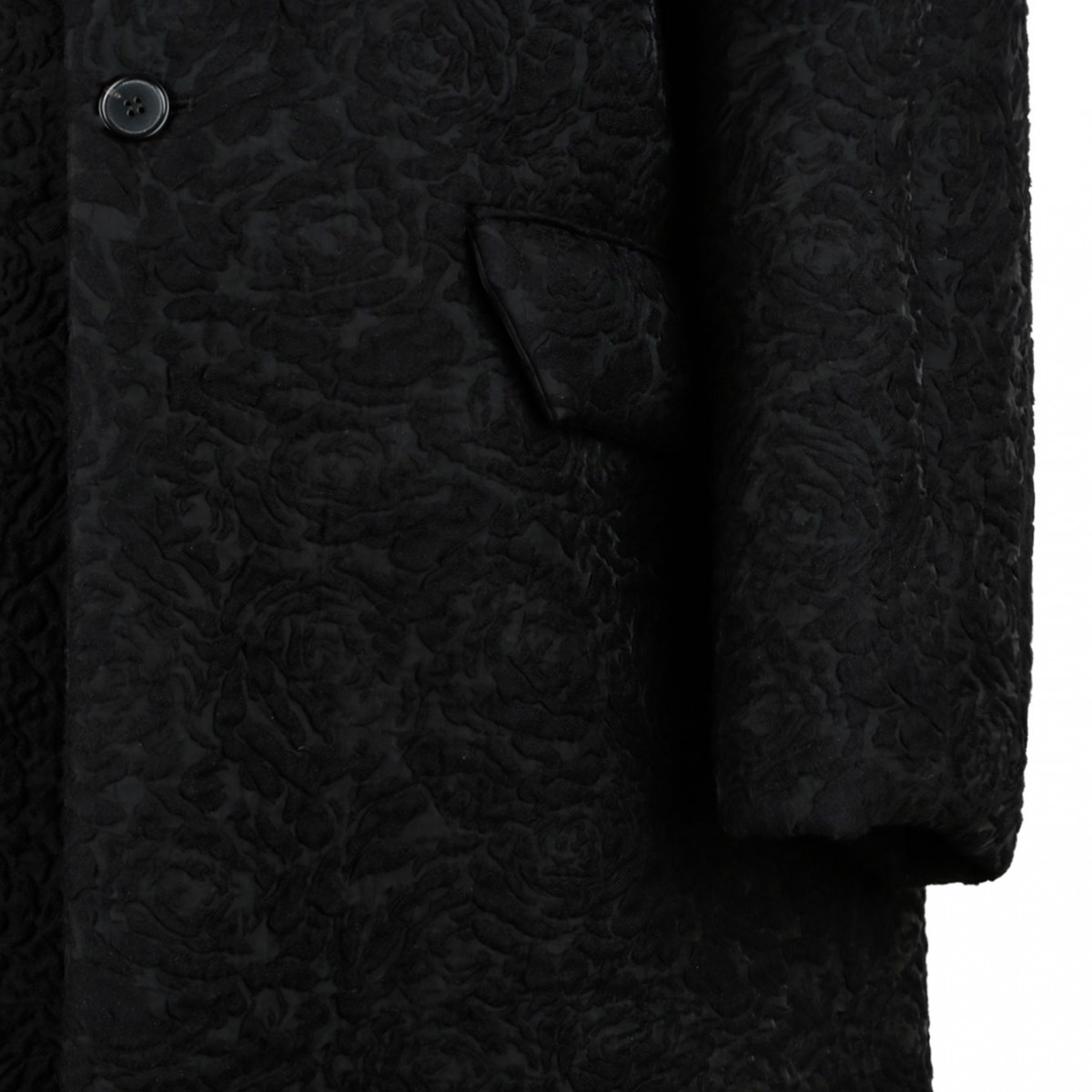 Black Flower-Jacquard Cloque Coat