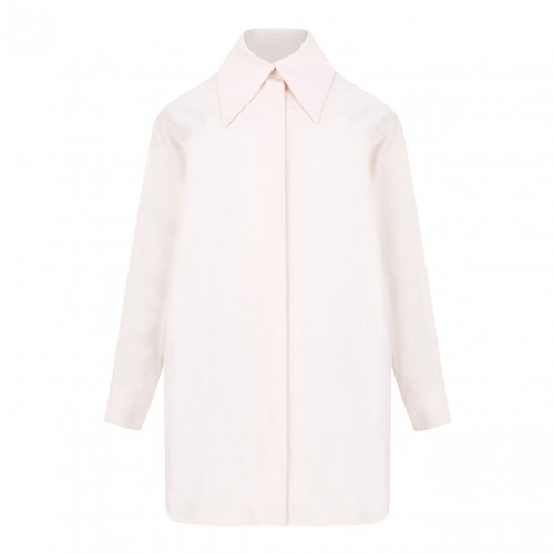 Cream White Linen Chambray Shirt