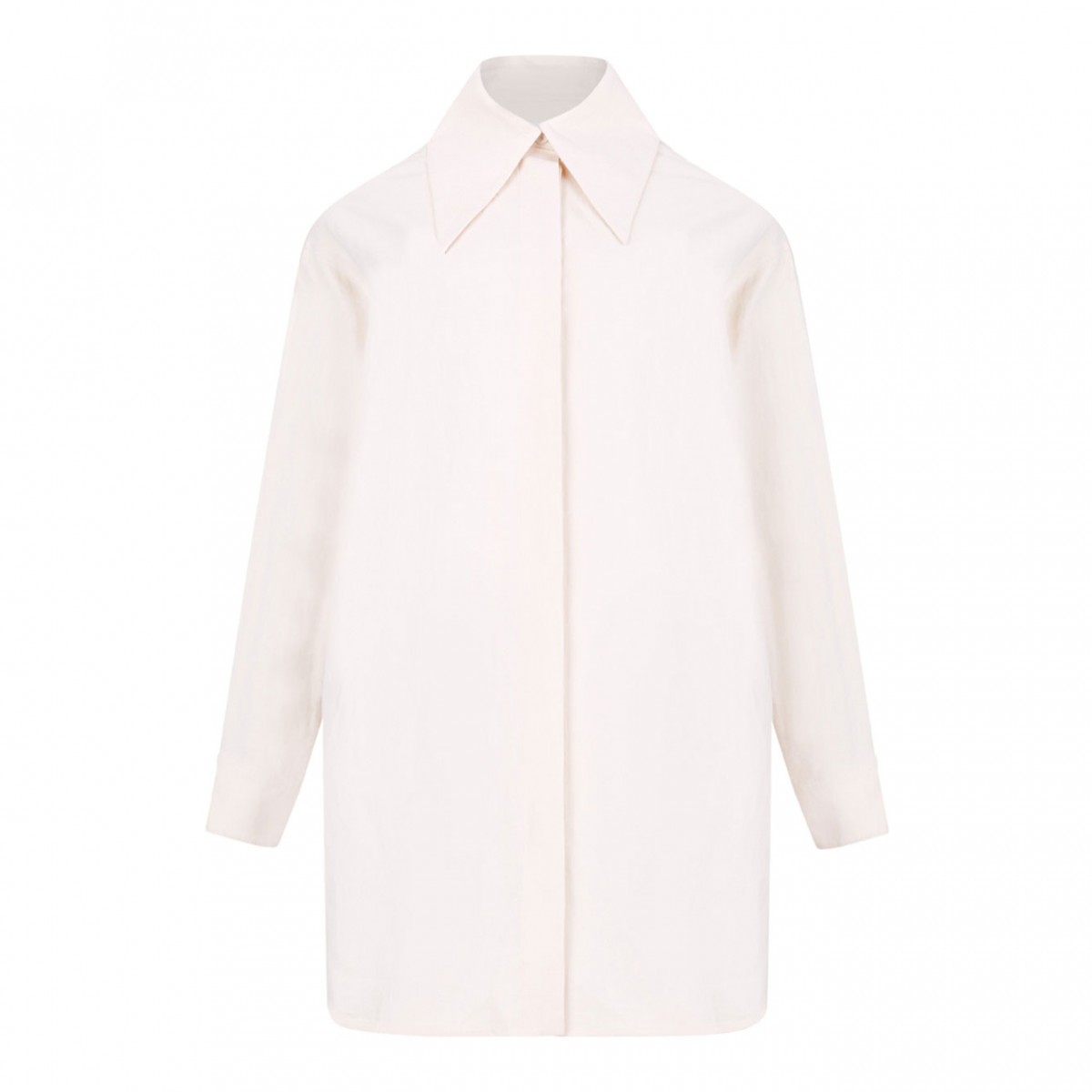 Cream White Linen Chambray Shirt