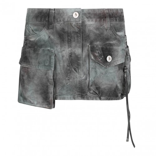 Stained Green Camouflage Fay Mini Skirt