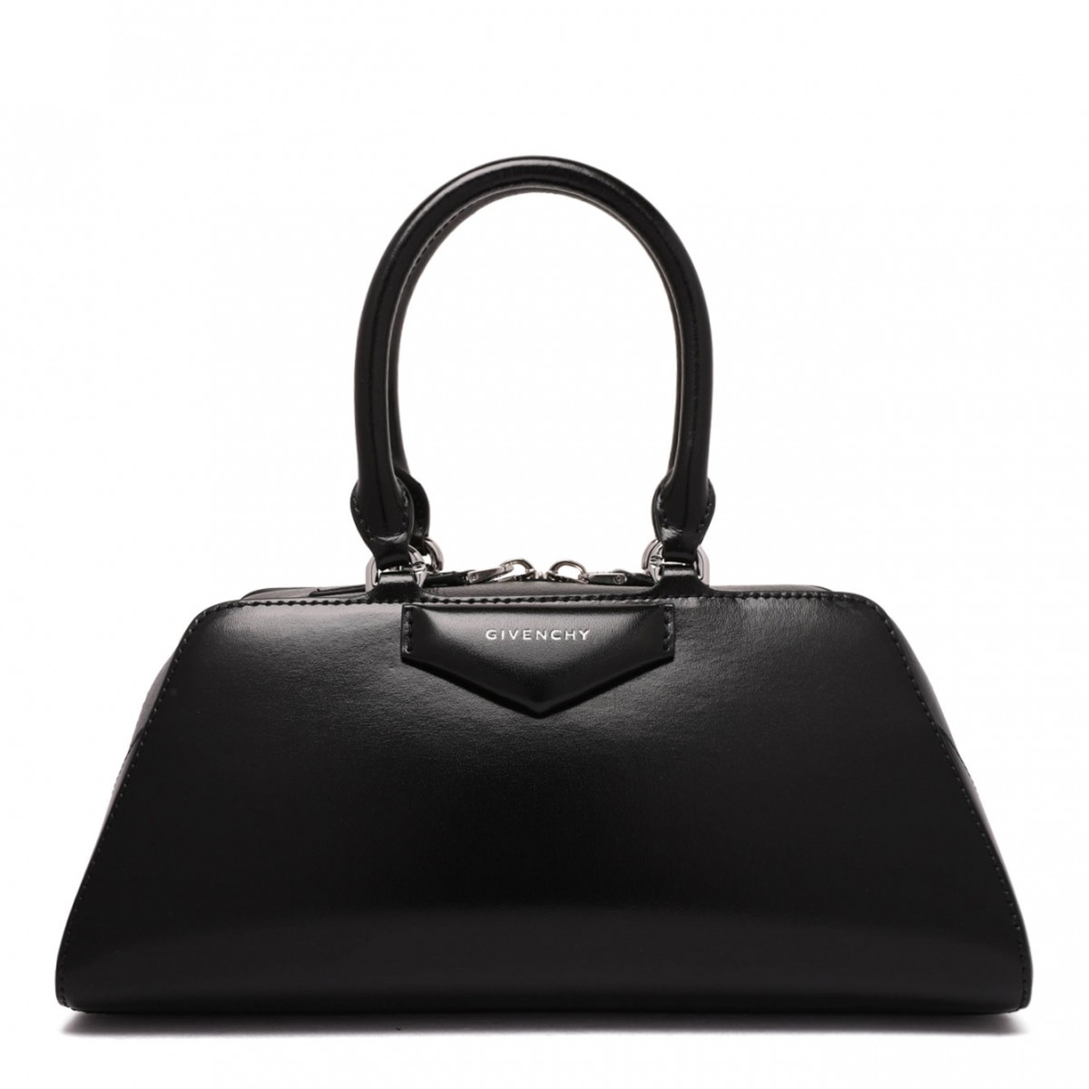 Black Antigona East-West Small Leather Box Bag