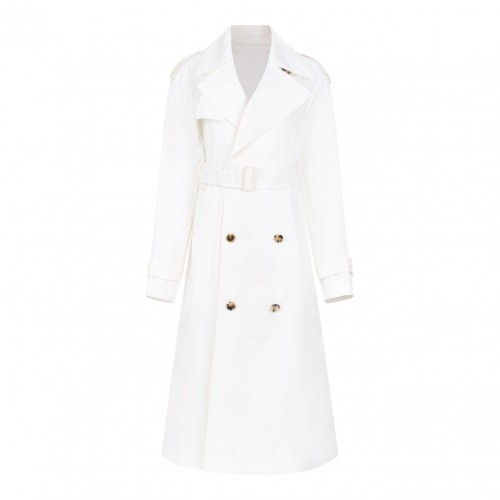 Ivory White Double-Breasted Trench Coat