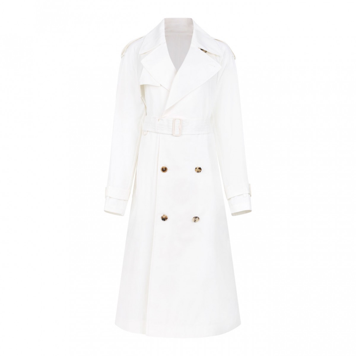 Ivory White Double-Breasted Trench Coat