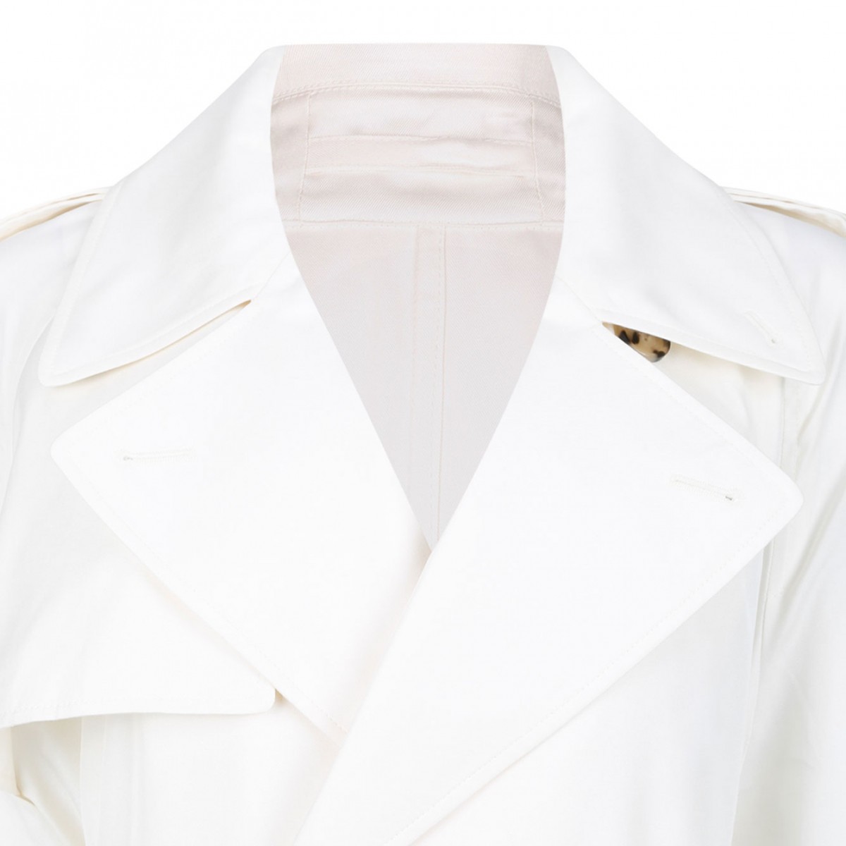 Ivory White Double-Breasted Trench Coat