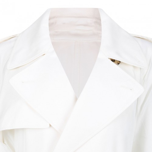 Ivory White Double-Breasted Trench Coat