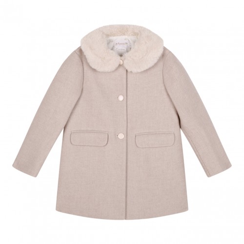Beige Faux-Fur Collar Coat