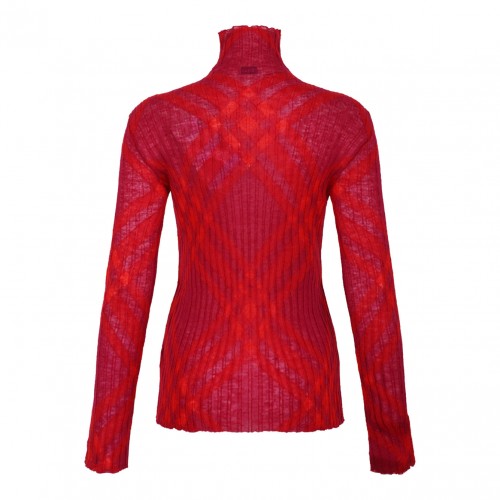 Raspberry Pink Plaid-Check Rib-Knit Jumper 2