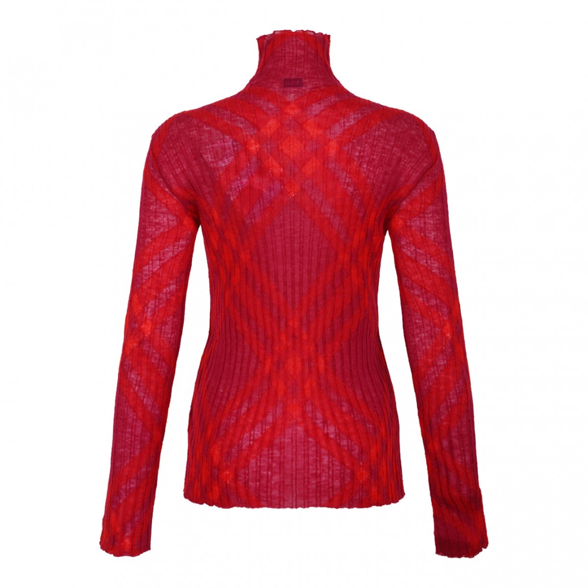 Raspberry Pink Plaid-Check Rib-Knit Jumper