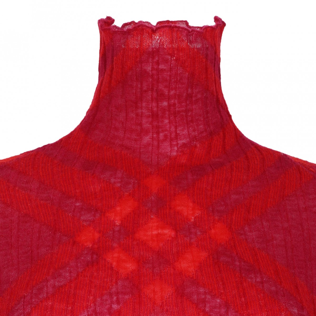 Raspberry Pink Plaid-Check Rib-Knit Jumper