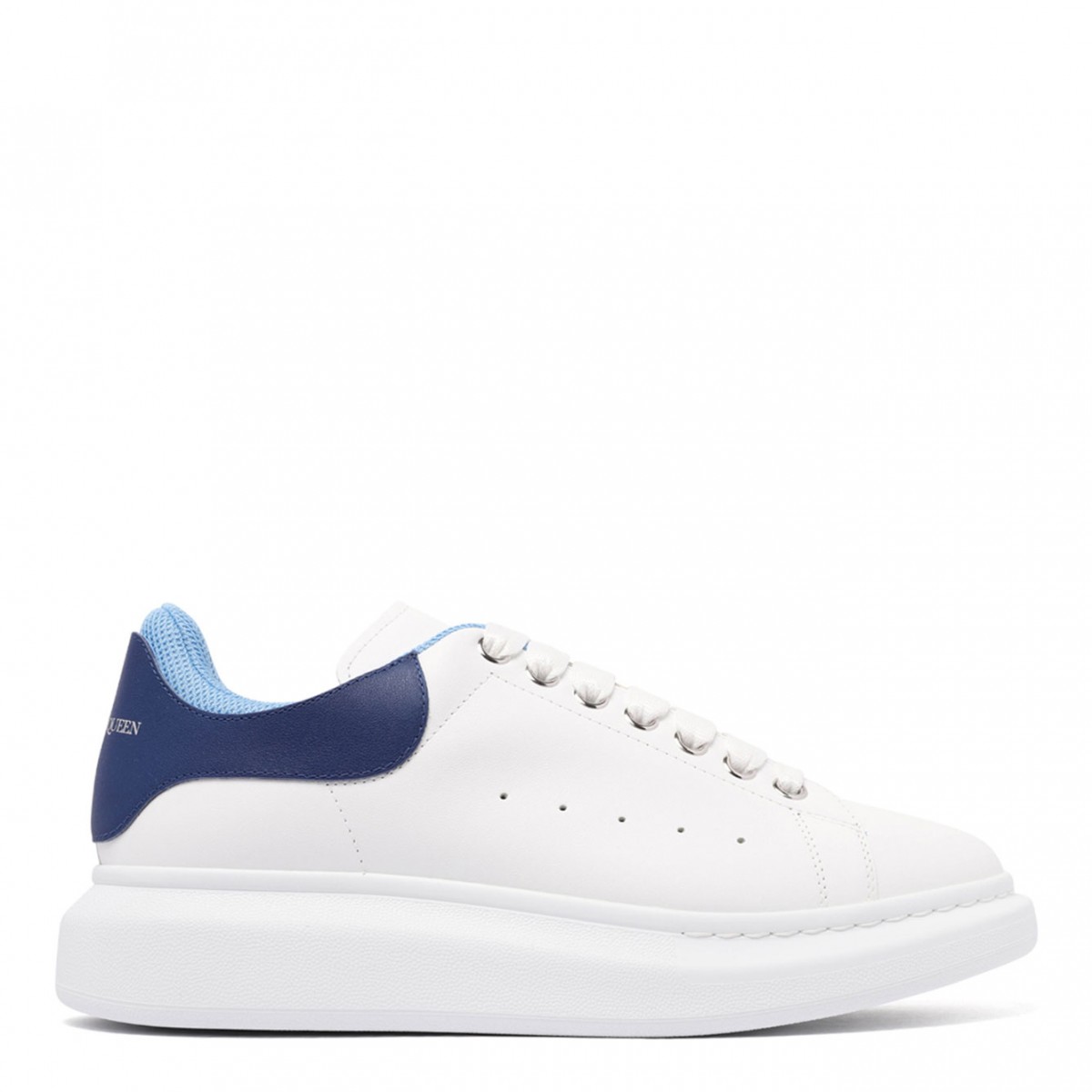 White and Blue Leather Sneakers