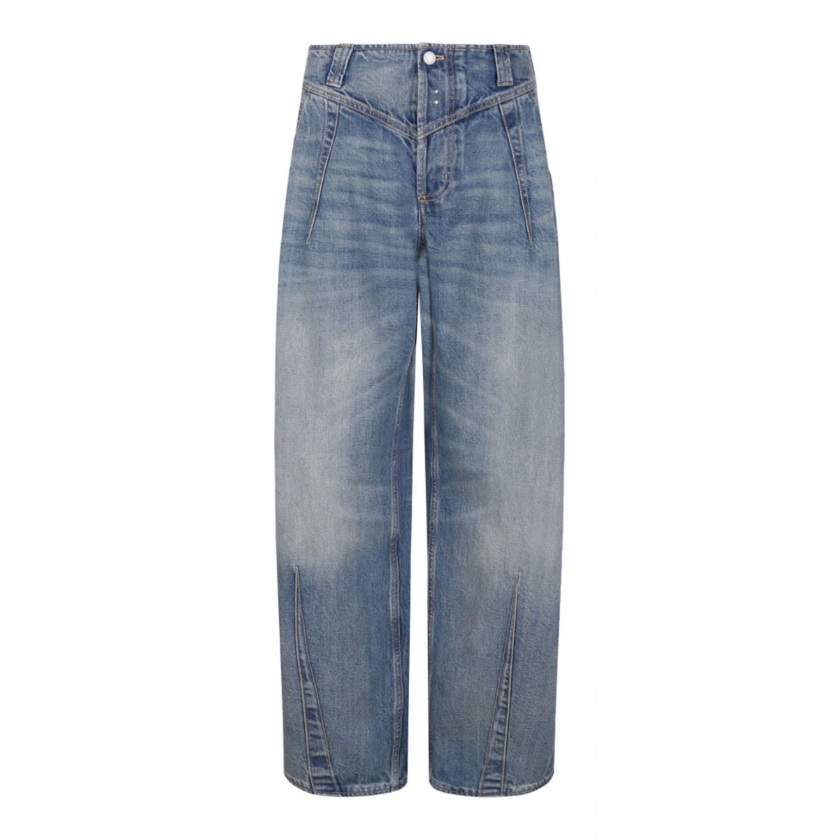 Indigo Blue Whiskering-Effect Jeans