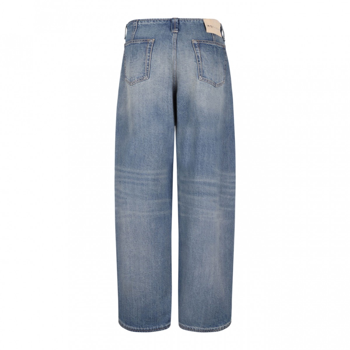 Indigo Blue Whiskering-Effect Jeans