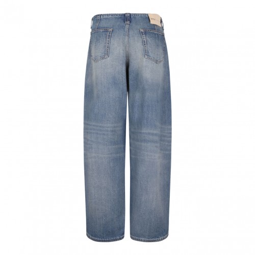 Indigo Blue Whiskering-Effect Jeans