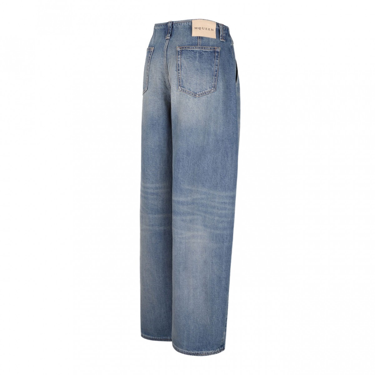 Indigo Blue Whiskering-Effect Jeans