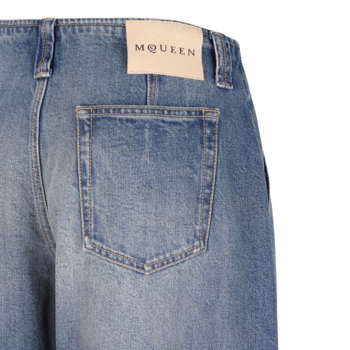 Indigo Blue Whiskering-Effect Jeans