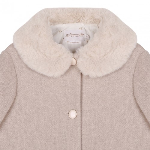 Beige Faux-Fur Collar Coat