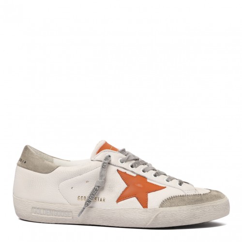 White and Orange Superstar Sneakers