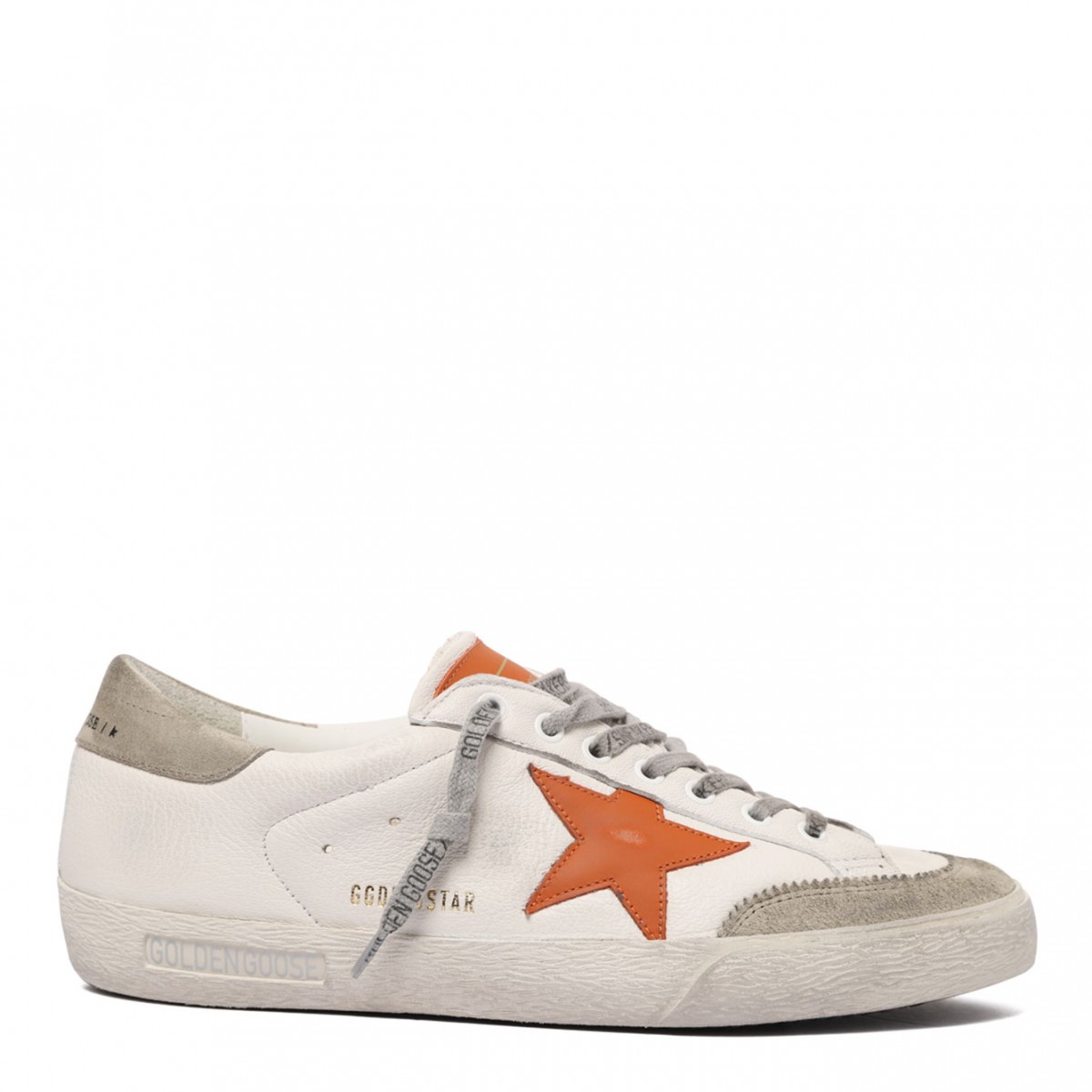 White and Orange Superstar Sneakers