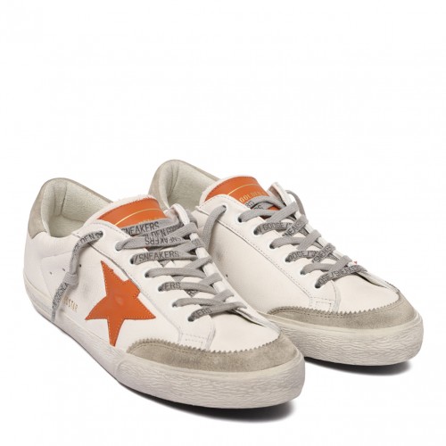 White and Orange Superstar Sneakers