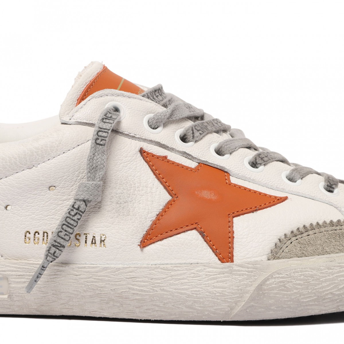 White and Orange Superstar Sneakers