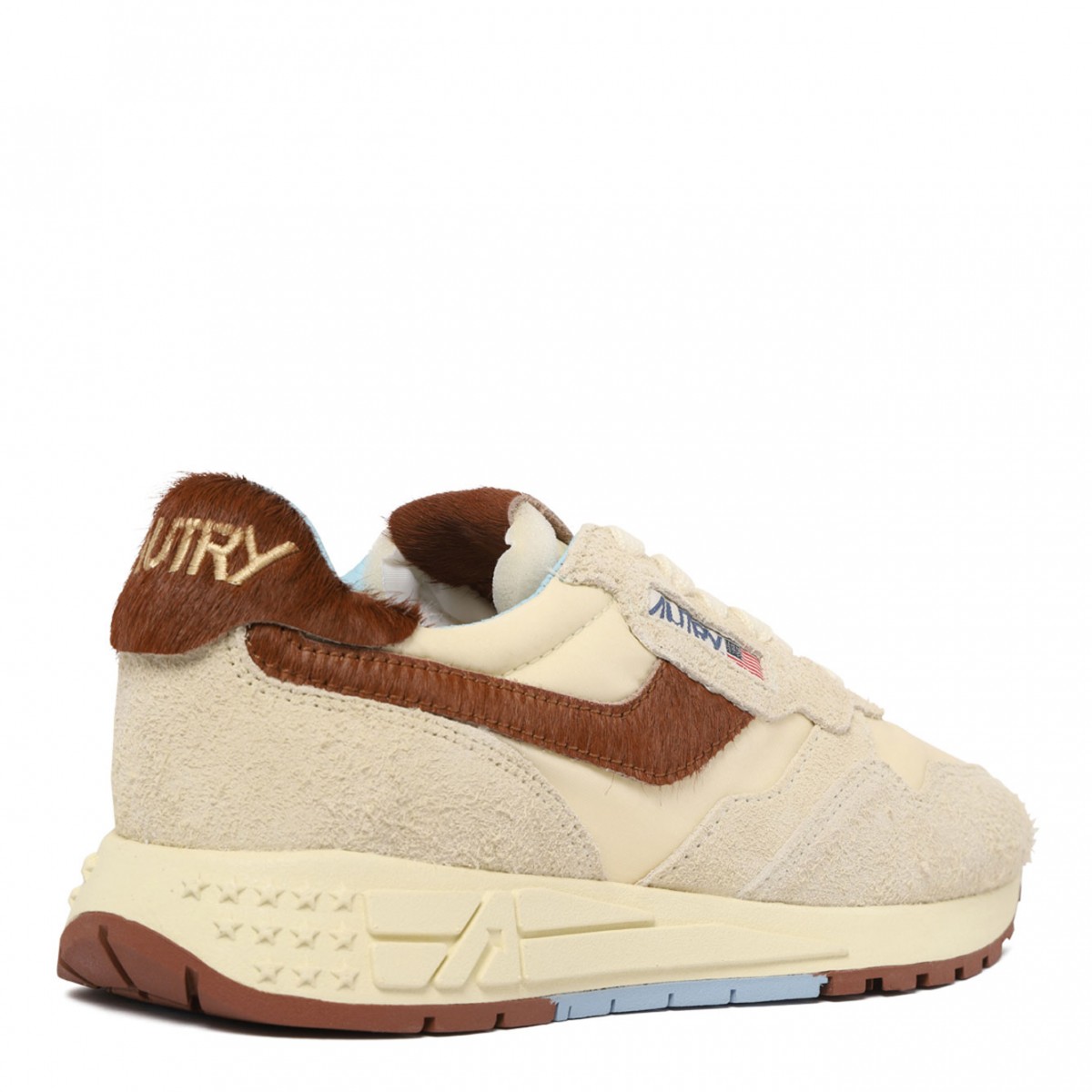 Beige and Brown Panelled Sneakers