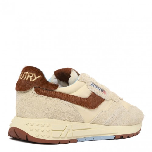 Beige and Brown Panelled Sneakers
