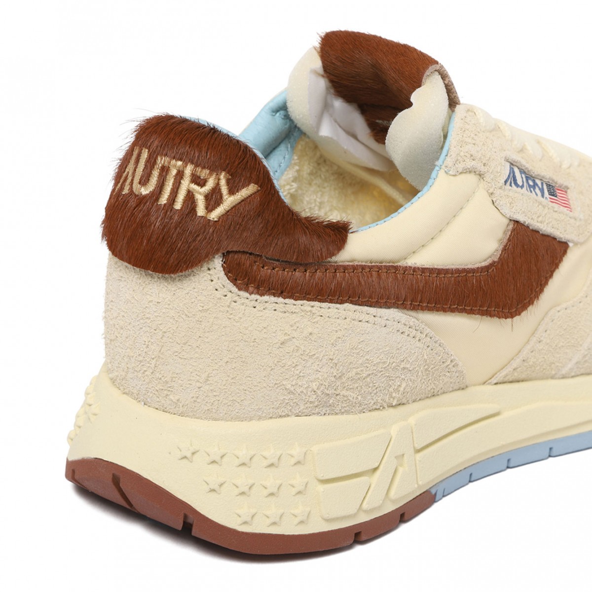 Beige and Brown Panelled Sneakers