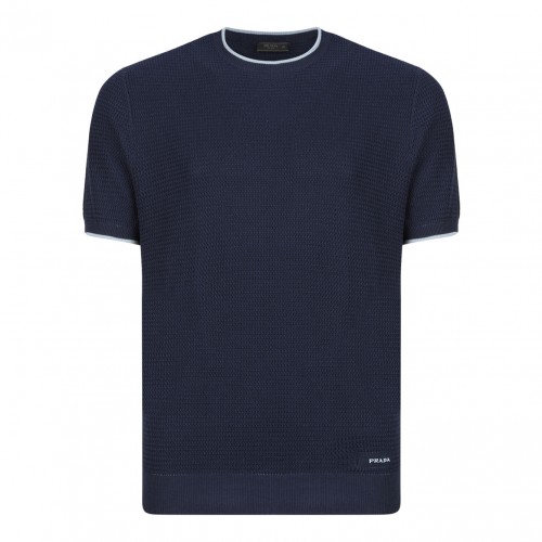 Navy Blue Logo Embroidered T-Shirt