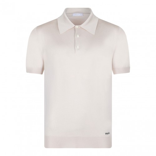 Natural Embroidered Logo Polo Shirt