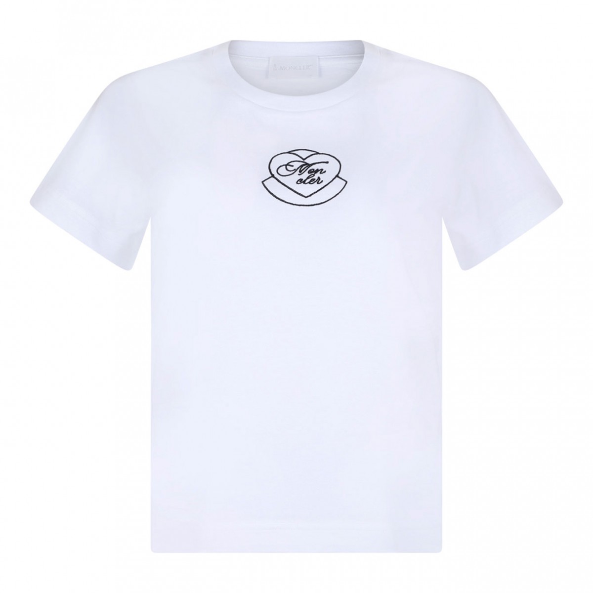 White Embroidered Heart Logo T-Shirt