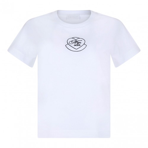 White Embroidered Heart Logo T-Shirt