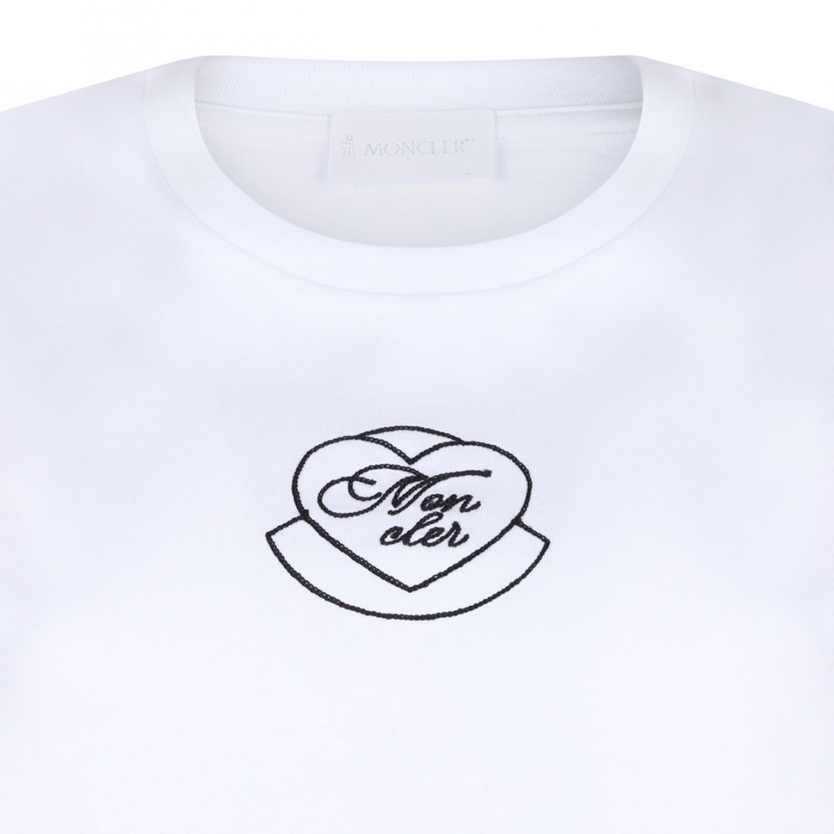 White Embroidered Heart Logo T-Shirt