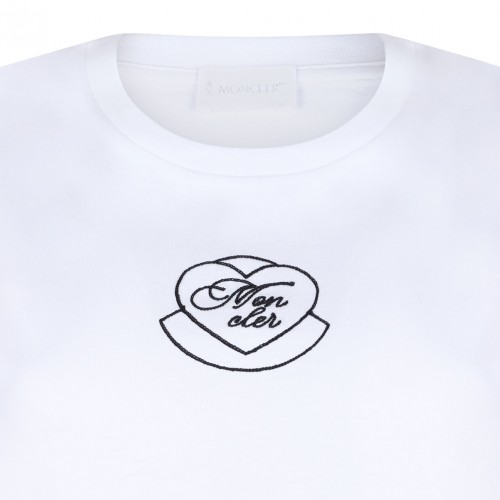 White Embroidered Heart Logo T-Shirt