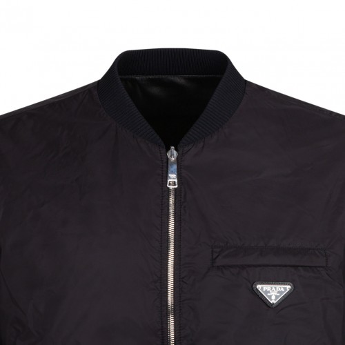 Black Reversible Bomber Jacket