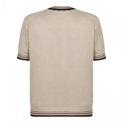 Light Beige and Brown Knitted T-Shirt 2