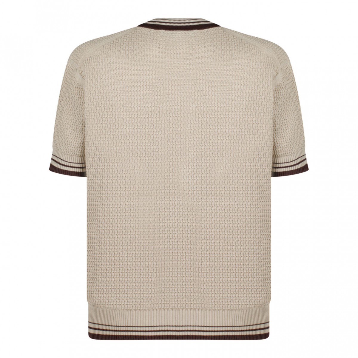 Light Beige and Brown Knitted T-Shirt