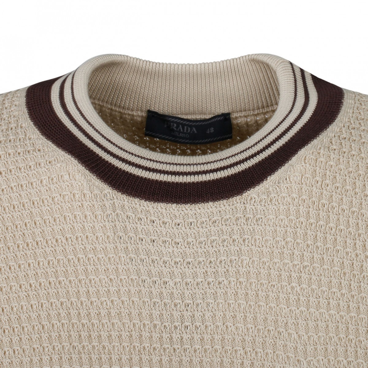 Light Beige and Brown Knitted T-Shirt