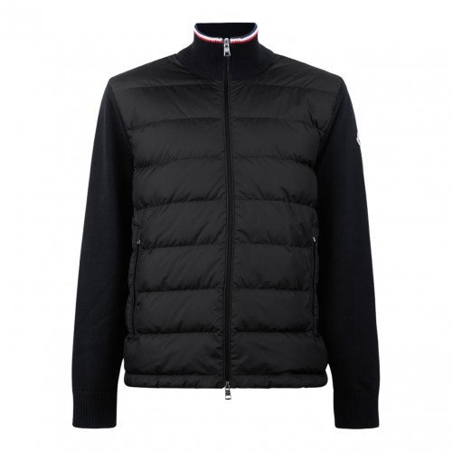 Dark Blue Padded Zip Up Cardigan